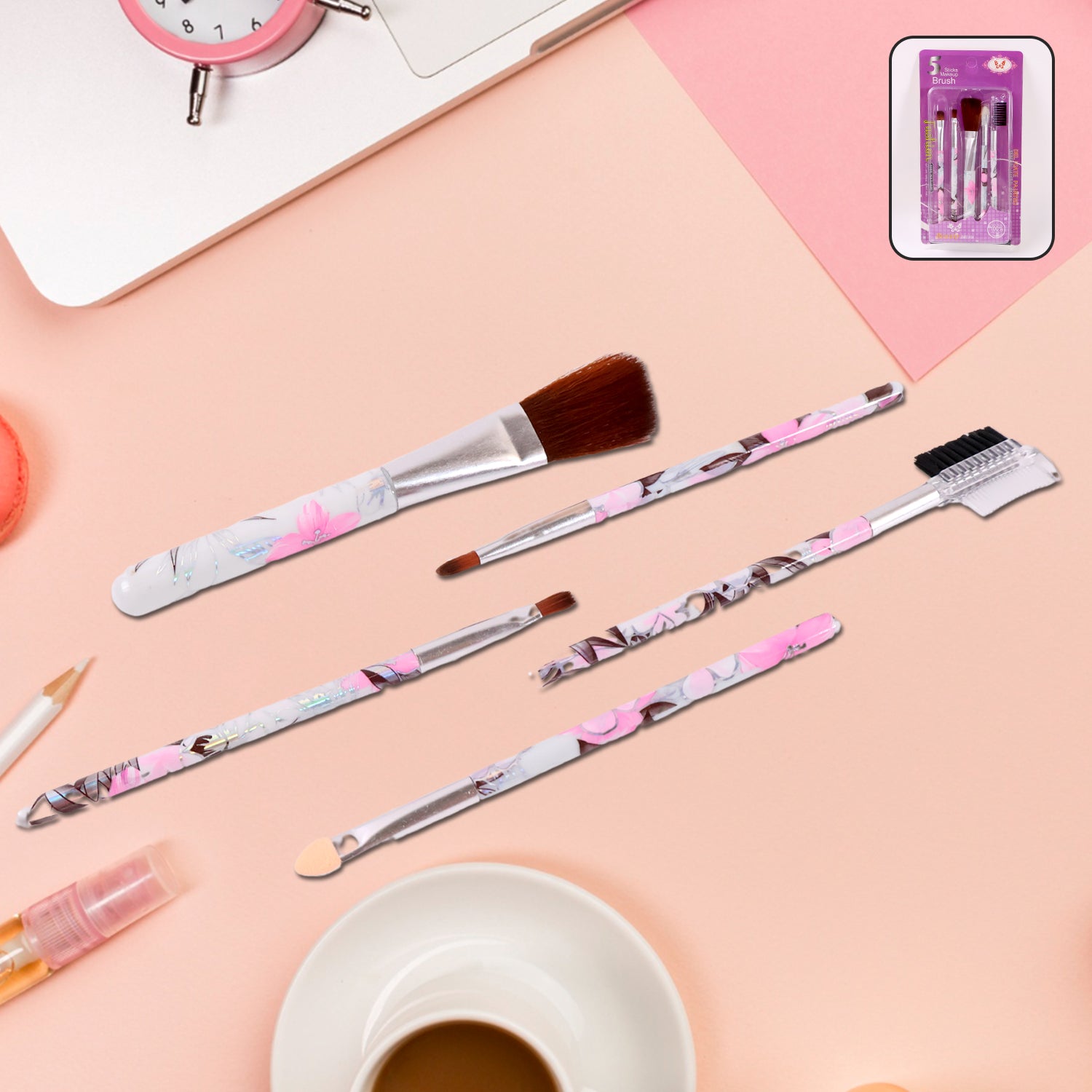 01_fa14a681-aa50-4d8e-b7ae-d65466f99a1b.jpg Floral Makeup Brush Set for Eyes, Lips, and Face (5 Pc) - Image 1