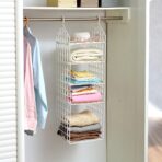 MULTIPURPOSE 5 LAYER FOLDING CLOTHES STORAGE RACKS||CLOSET FOR STUDENTS WARDROBE SHELVES SOCKS, SCARF, T-SHIRT, ETC||HANGING ORGANIZER STORAGE HOLDERS & RACKS - Image 3