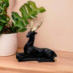 Set of 2 - Black Lucky Deer Handicraft Resin Animal Showpiece for Home & Office Decor - Elegant Black Sculptures - Sitting & Standing Figurines Decor Accent - Image 3