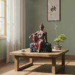 Buddha Showpiece Polyresin Idol for Home Decor, Vastu, Office Desk, Zen Centerpiece, Spiritual Gift & Housewarming, 23 cm Black Multicolor - Image 2