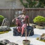 Buddha Showpiece Polyresin Idol for Home Decor, Vastu, Office Desk, Zen Centerpiece, Spiritual Gift & Housewarming, 23 cm Black Multicolor - Image 3