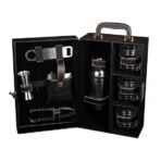 Presents Premium Portable Bar Set with Travel Case ?11-Piece Cocktail Shaker Set with Glasses, Tools & Lock ?Travel Mini Bar Kit for Home,Parties & Gifting ?Black Leather Finish