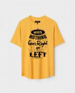 Yellow Unisex DOT KNIT Regular Fit Printed Round Neck T-Shirt