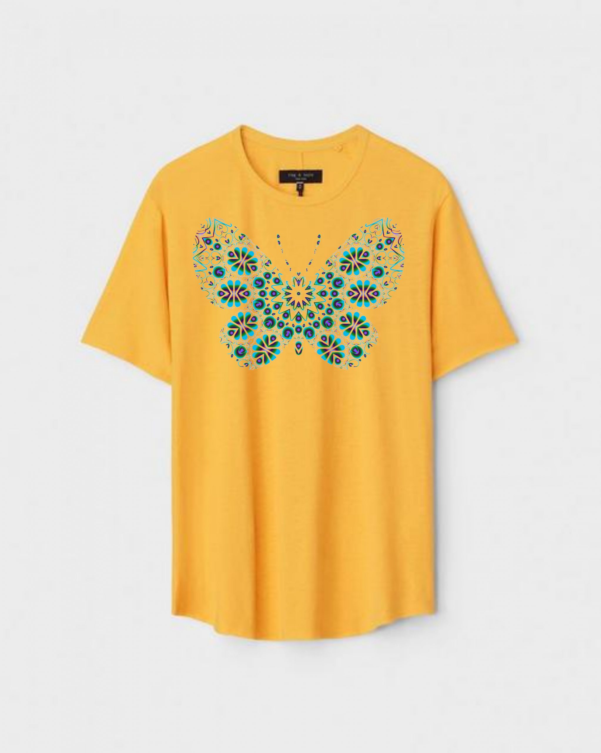 YLW-CTN-B-004-scaled-1.jpg Yellow Unisex DOT KNIT Regular Fit Printed Round Neck T-Shirt - Image 1