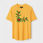 Yellow Unisex DOT KNIT Regular Fit Printed Round Neck T-Shirt