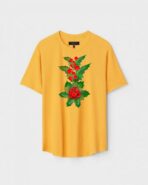 Yellow Unisex DOT KNIT Regular Fit Printed Round Neck T-Shirt
