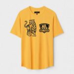 Yellow Unisex DOT KNIT Regular Fit Printed Round Neck T-Shirt