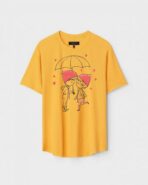 Yellow Unisex Cotton Regular Fit Printed Round Neck T-Shirt