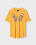 Yellow Unisex DOT KNIT Regular Fit Printed Round Neck T-Shirt