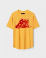 Yellow Unisex DOT KNIT Regular Fit Printed Round Neck T-Shirt