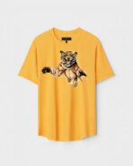 Yellow Unisex Cotton Regular Fit Printed Round Neck T-Shirt