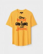 Yellow Unisex Cotton Regular Fit Printed Round Neck T-Shirt