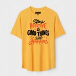 Yellow Unisex Cotton Regular Fit Printed Round Neck T-Shirt