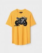 Yellow Unisex DOT KNIT Regular Fit Printed Round Neck T-Shirt