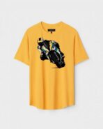 Yellow Unisex DOT KNIT Regular Fit Printed Round Neck T-Shirt