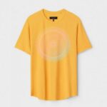 Yellow Unisex DOT KNIT Regular Fit Printed Round Neck T-Shirt