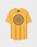 Yellow Unisex DOT KNIT Regular Fit Printed Round Neck T-Shirt