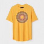 Yellow Unisex DOT KNIT Regular Fit Printed Round Neck T-Shirt
