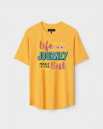 Yellow Unisex Polyster Regular Fit Printed Round Neck T-Shirt