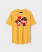 Yellow Unisex Polyster Regular Fit Printed Round Neck T-Shirt
