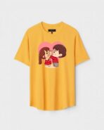 Yellow Unisex Polyster Regular Fit Printed Round Neck T-Shirt
