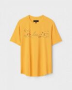 Yellow Unisex DOT KNIT Regular Fit Printed Round Neck T-Shirt