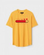 Yellow Unisex DOT KNIT Regular Fit Printed Round Neck T-Shirt