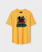 Yellow Unisex Polyster Regular Fit Printed Round Neck T-Shirt