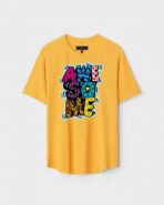Yellow Unisex Polyster Regular Fit Printed Round Neck T-Shirt