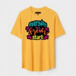 Yellow Unisex Polyster Regular Fit Printed Round Neck T-Shirt