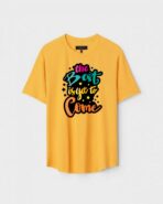 Yellow Unisex Cotton Regular Fit Printed Round Neck T-Shirt