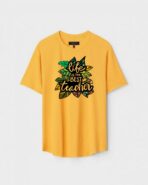 Yellow Unisex Polyster Regular Fit Printed Round Neck T-Shirt