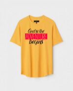 Yellow Unisex DOT KNIT Regular Fit Printed Round Neck T-Shirt