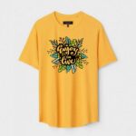 Yellow Unisex Cotton Regular Fit Printed Round Neck T-Shirt