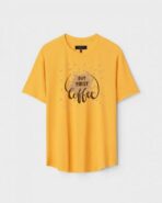 Yellow Unisex Polyster Regular Fit Printed Round Neck T-Shirt