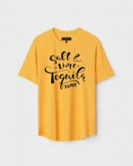Yellow Unisex Polyster Regular Fit Printed Round Neck T-Shirt