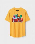 Yellow Unisex Polyster Regular Fit Printed Round Neck T-Shirt