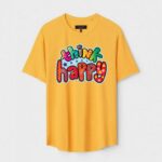 Yellow Unisex Polyster Regular Fit Printed Round Neck T-Shirt