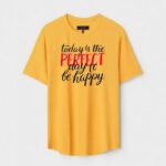 Yellow Unisex Polyster Regular Fit Printed Round Neck T-Shirt