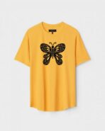 Yellow Unisex DOT KNIT Regular Fit Printed Round Neck T-Shirt