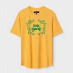 Yellow Unisex DOT KNIT Regular Fit Printed Round Neck T-Shirt