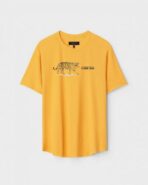Yellow Unisex DOT KNIT Regular Fit Printed Round Neck T-Shirt