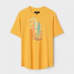 Yellow Unisex DOT KNIT Regular Fit Printed Round Neck T-Shirt