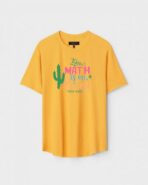 Yellow Unisex DOT KNIT Regular Fit Printed Round Neck T-Shirt
