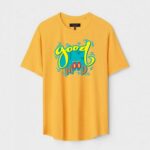 Yellow Unisex DOT KNIT Regular Fit Printed Round Neck T-Shirt