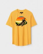 Yellow Unisex DOT KNIT Regular Fit Printed Round Neck T-Shirt