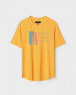 Yellow Unisex DOT KNIT Regular Fit Printed Round Neck T-Shirt