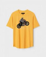 Yellow Unisex DOT KNIT Regular Fit Printed Round Neck T-Shirt