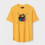 Yellow Unisex DOT KNIT Regular Fit Printed Round Neck T-Shirt