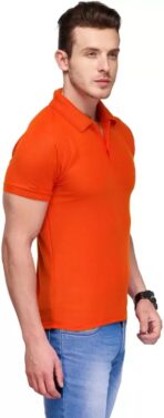 One-H Men's Polo Neck Short Sleeve Casual Tshirt Combo of Dark Blue, Red, Orange colors (Pack of 3) - Image 3